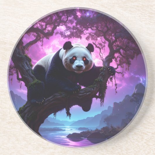 Dessous De Verre En Grès Panda de la Forêt Mystique (Devant)