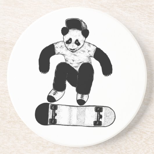 Dessous De Verre En Grès Panda en skateboard (Devant)