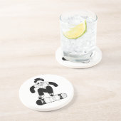 Dessous De Verre En Grès Panda en skateboard (Côté)