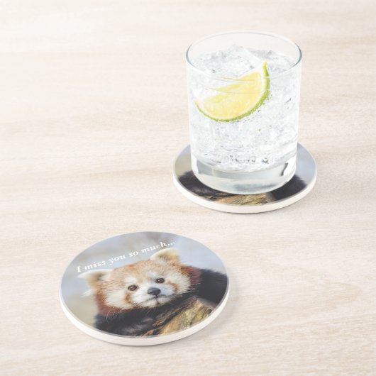 Dessous De Verre En Grès Panda Rouge Mignonne Vous Manque Tellement (Côté)