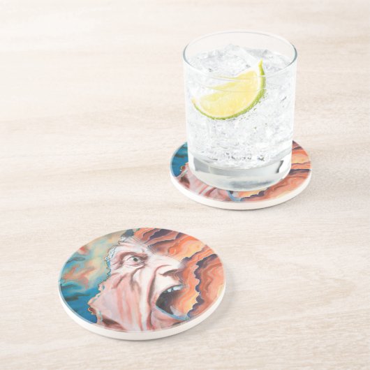 Dessous De Verre En Grès Panic Waves peinture à l'huile (Côté)