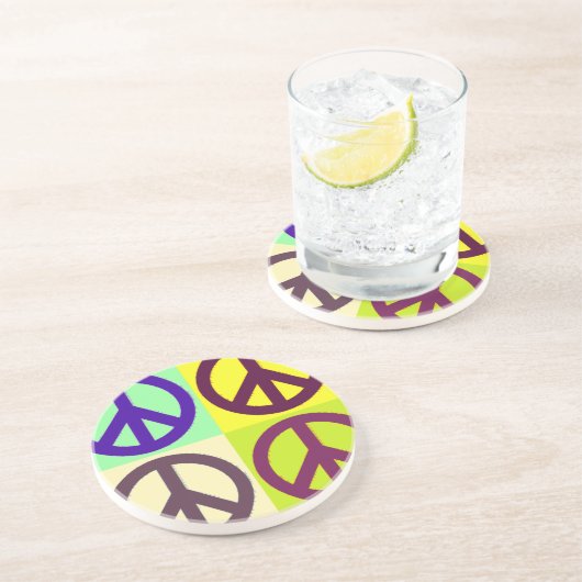 Dessous De Verre En Grès Panneau de Paix Pop Art (Côté)