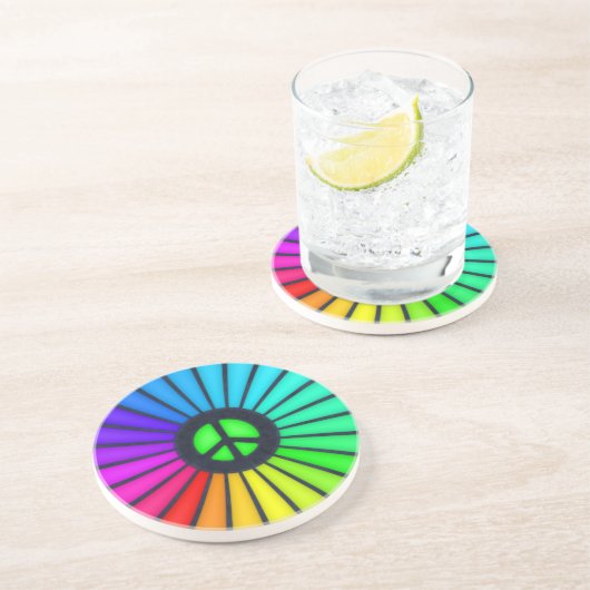 Dessous De Verre En Grès Panneau de paix Rainbow (Côté)