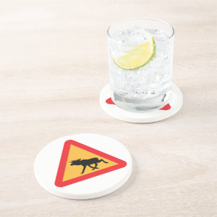 Dessous De Verre En Grès Panneau de signalisation suédois de l'orignal de p