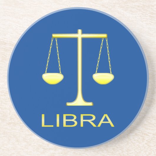 Dessous De Verre En Grès Panneau étoile Balance dorée de Libra (Devant)
