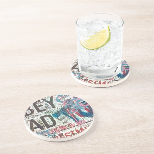 Dessous De Verre En Grès Panneau routier d'abbaye (Côté)