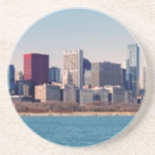 Dessous De Verre En Grès Panorama de l'horizon de Chicago