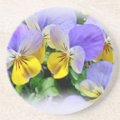 Dessous De Verre En Grès Pansies - violet et jaune (Devant)
