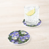 Dessous De Verre En Grès Pansies violettes Jardin Floral (Côté)
