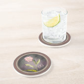 Dessous De Verre En Grès Pansy peint avec initiales (Côté)