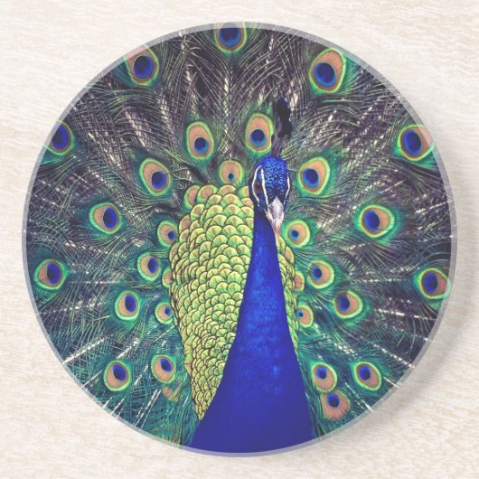 Dessous De Verre En Grès Paon bleu cobalt (Devant)