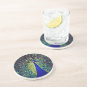 Dessous De Verre En Grès Paon bleu cobalt (Côté)