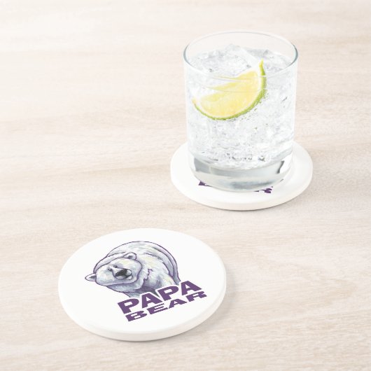 Dessous De Verre En Grès Papa Polar Bear (Côté)