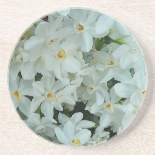 Dessous De Verre En Grès Paperwhite Narcissus Fleurs blanches délicates