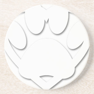 Dessous De Verre En Grès Papier Coupe Chien Paw Et Forme Coeur