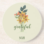 Dessous De Verre En Grès Papier Fleurs Qualisées Grateful grès rond (Devant)