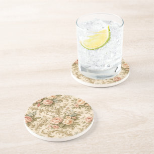 Dessous De Verre En Grès Papier peint à motif floral vintage