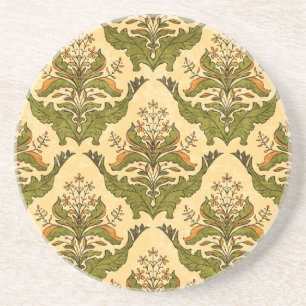 Dessous De Verre En Grès Papier peint floral classique : damassé stylisé.