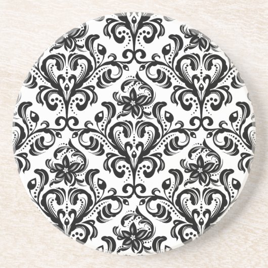 Dessous De Verre En Grès Papier peint floral de damassé (Devant)