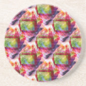 Dessous De Verre En Grès Papier peint vert et rouge abstrait (Devant)