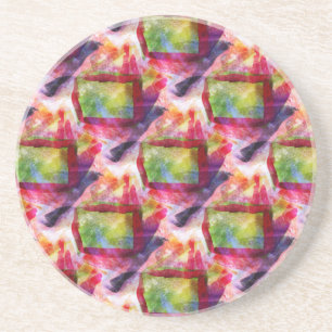 Dessous De Verre En Grès Papier peint vert et rouge abstrait