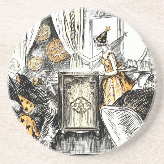 Dessous De Verre En Grès Papiers Vintages Halloween (Devant)