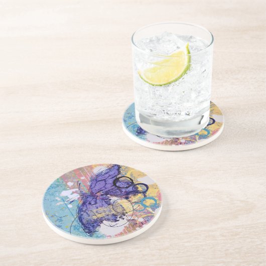 Dessous De Verre En Grès Papillon (Côté)