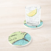 Dessous De Verre En Grès Papillon à ailes bleues sur carte postale Turquois (Côté)
