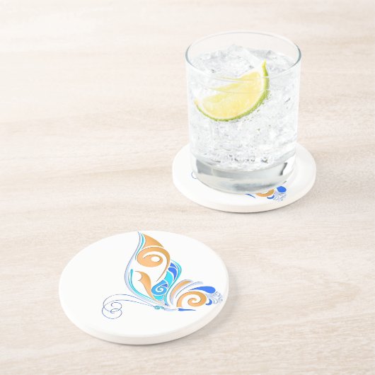 Dessous De Verre En Grès Papillon Abstrait (Côté)