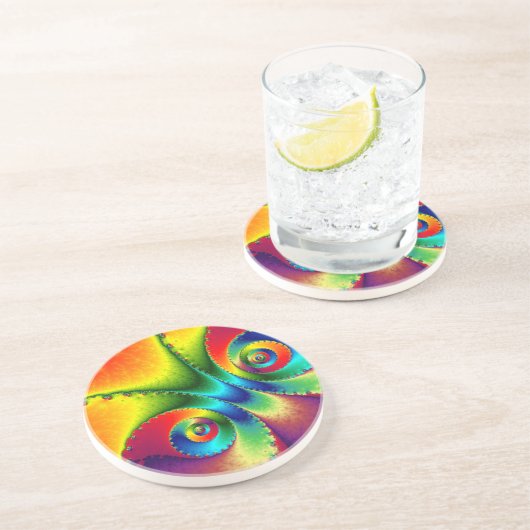 Dessous De Verre En Grès Papillon arc-en-ciel Abstrait (Côté)