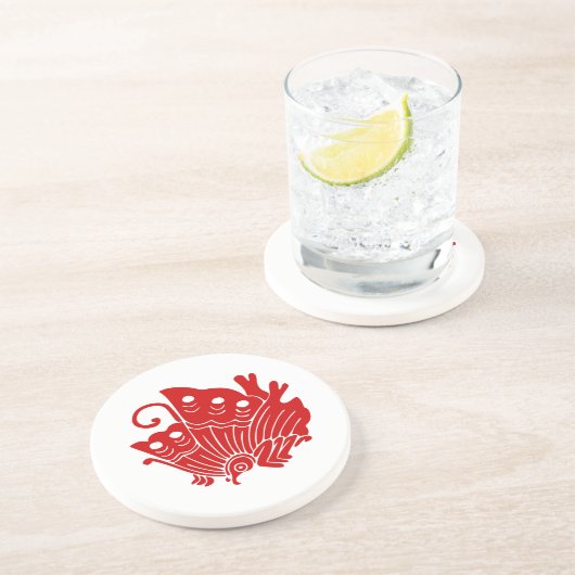 Dessous De Verre En Grès Papillon asiatique Japonais Conception Kamon (Côté)