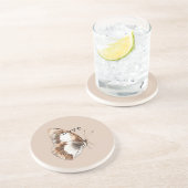 Dessous De Verre En Grès Papillon blanc crème (Côté)