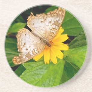 Dessous De Verre En Grès papillon blanc jaune moth