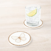 Dessous De Verre En Grès Papillon Blanc Pailleté Faux Or (Côté)