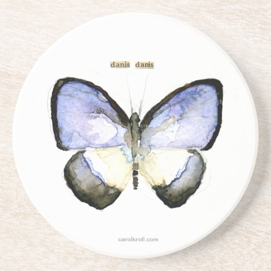 Dessous De Verre En Grès Papillon : Bleu Vert-Réuni (Devant)