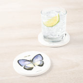 Dessous De Verre En Grès Papillon : Bleu Vert-Réuni (Côté)