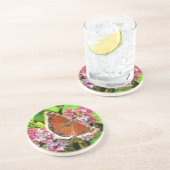 Dessous De Verre En Grès Papillon Brown avec points bleus sur Lilacs (Côté)