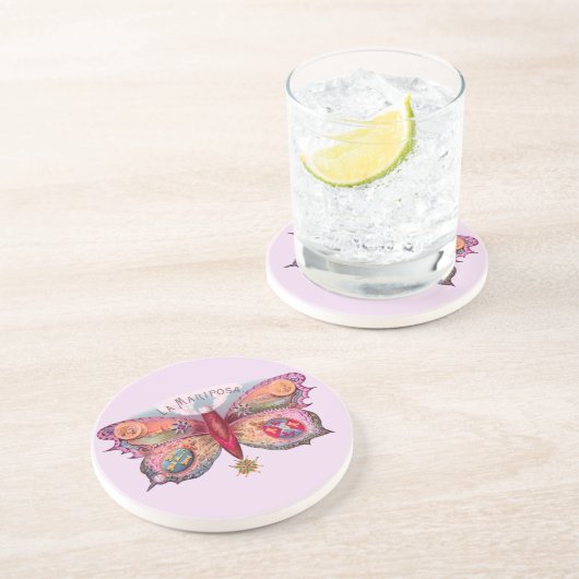 Dessous De Verre En Grès Papillon Cigar Antique Peinture publicité (Côté)