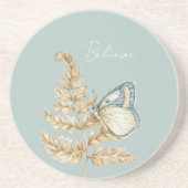 Dessous De Verre En Grès Papillon Croire Bleu (Devant)