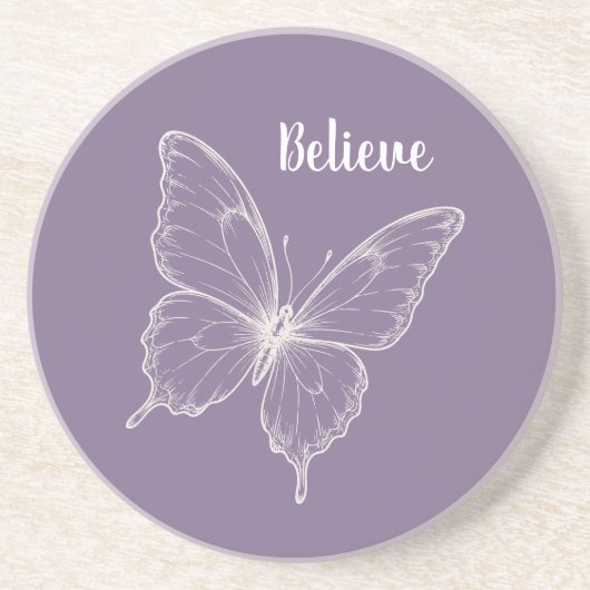 Dessous De Verre En Grès Papillon Croire Violet (Devant)