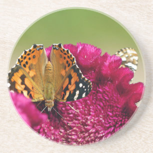 Dessous De Verre En Grès Papillon de la Dame peinte