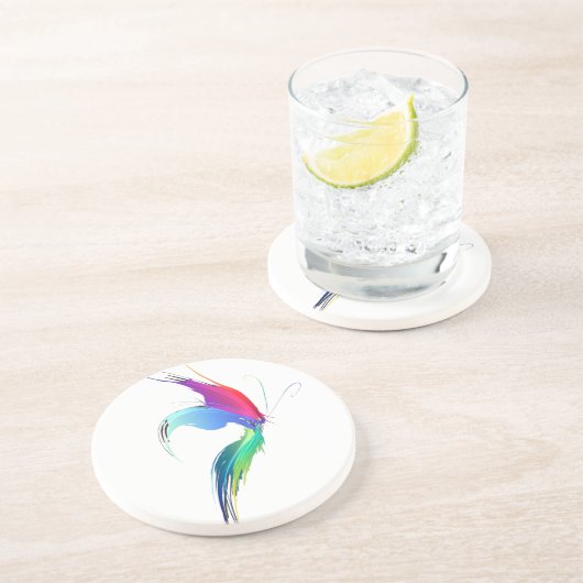 Dessous De Verre En Grès Papillon de peinture Abstrait (Côté)