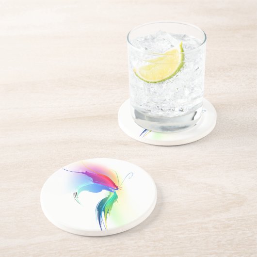 Dessous De Verre En Grès Papillon de peinture Abstrait (Côté)