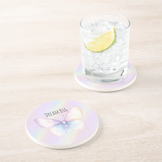 Dessous De Verre En Grès Papillon de rêve bleu violet (Côté)