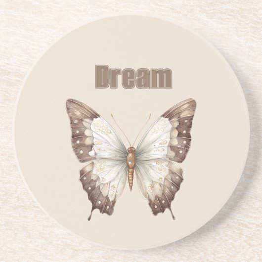 Dessous De Verre En Grès Papillon de rêve brun blanc (Devant)