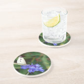 Dessous De Verre En Grès Papillon et fleur bleue (Côté)