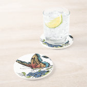 Dessous De Verre En Grès Papillon et papillons polychromes par Al Rio (Côté)