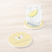Dessous De Verre En Grès Papillon jaune blanc (Côté)
