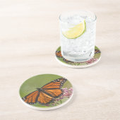 Dessous De Verre En Grès Papillon monarque mâle sur asclépiade incarnate (Côté)