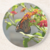 Dessous De Verre En Grès Papillon monarque sur le papillon rouge Bush (Devant)